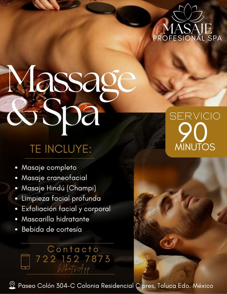 Experiencia completa 90 minutos masaje profesional spa Toluca